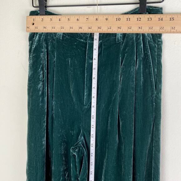 Madewell Velvet Wide Leg Pants Size 4 Smoky Spruce Green Crop Pleated *repaired - Picture 12 of 13
